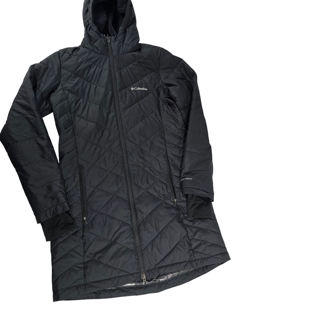 Columbia Heavenly Long Hooded Jacket Black Omni-Heat Puffer Parka WL0011 Small